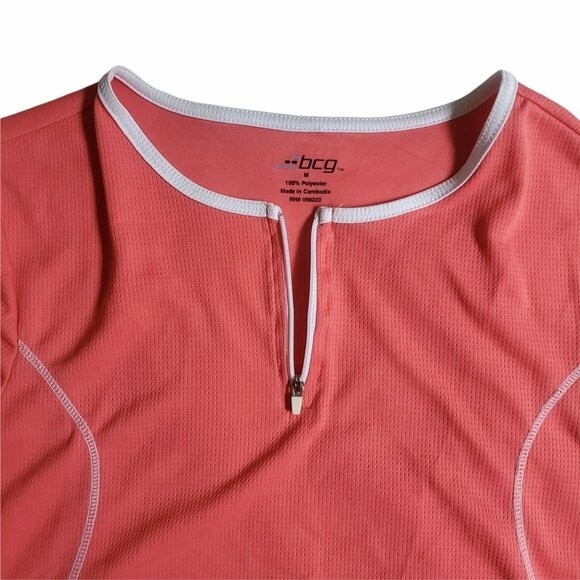 BCG Pink and White Short Sleeve Quarter Zip Athletic T Shirt sz M - Picture 5 of 11